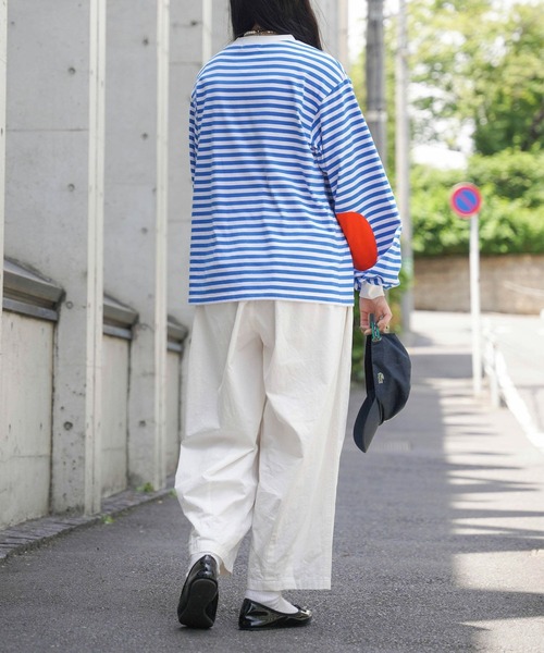 mimi toujours（ミミトゥジュール）の「ボーダー エルボーパッチ ロンT mimi toujours×しお（Tシャツ/カットソー・レディース・ブルー/ベージュ・M）」の20枚目の写真