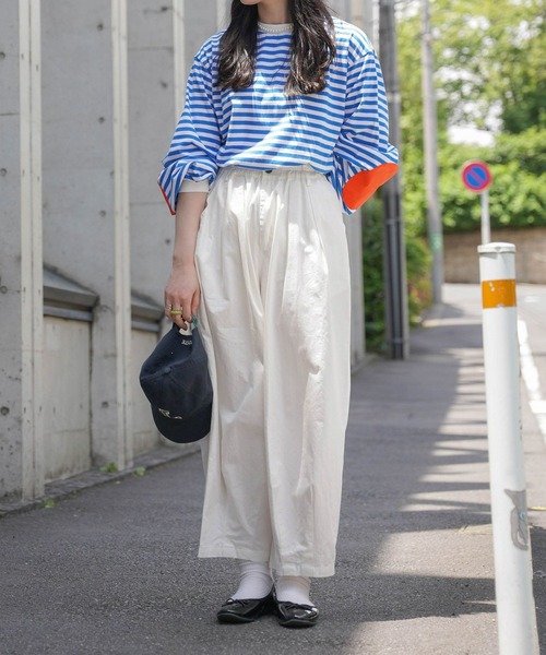 mimi toujours（ミミトゥジュール）の「ボーダー エルボーパッチ ロンT mimi toujours×しお（Tシャツ/カットソー・レディース・ブルー/ベージュ・M）」の21枚目の写真