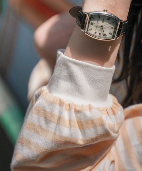 mimi toujours（ミミトゥジュール）の「ボーダー エルボーパッチ ロンT mimi toujours×しお（Tシャツ/カットソー・レディース・ブルー/ベージュ・M）」の10枚目の写真