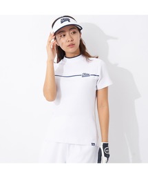 FILA GOLF（フィラゴルフ ）の「FILA GOLF/フィラゴルフ ゴルフウェア ブランド ロゴ 吸汗速乾 UVカット ストレッチ ライン切替 半袖 モックネックシャツ（Tシャツ/カットソー・レディース）」