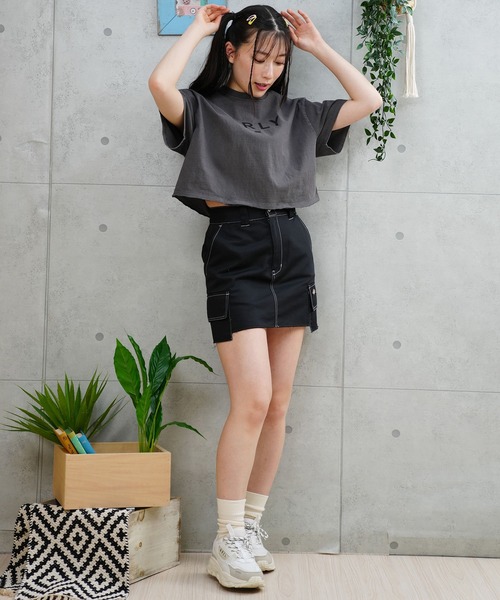 Hurley (ハーレー)の「Hurley/ハーレー Tシャツ 半袖 ショート丈 クロップ丈 ロゴ プリント シンプル ヘビーウェイト WSS2421020(Tシャツ/カットソー・レディース・ホワイト/ダークブラウン/チャコールグレー・M)」の14枚目の写真