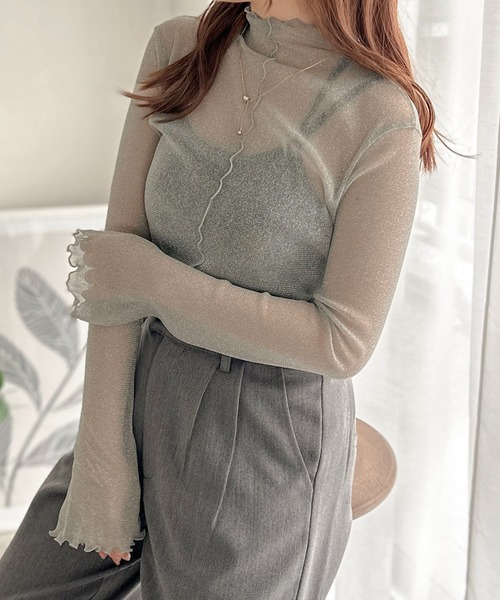 apres jour clair】フレアスリーブラメシアートップス【ZOZOTOWN限定