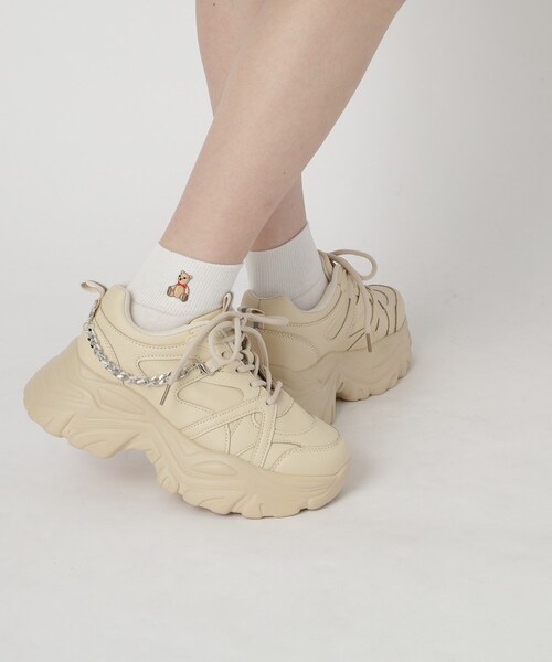 セール】【2WAYチェーン付き】軽量ボリュームソール厚底スニーカー