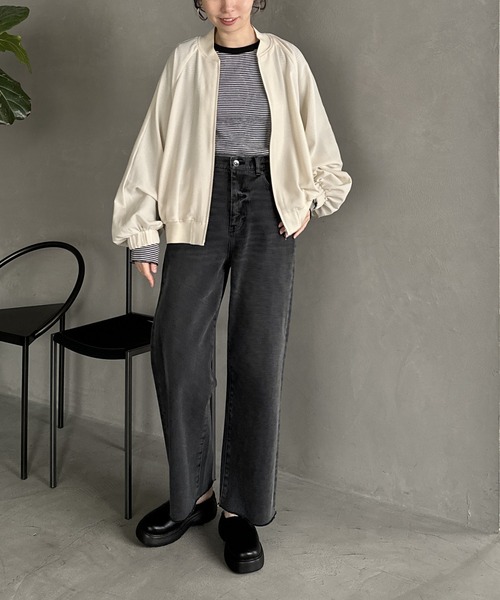 LEPSIM（レプシィム）の「UVリブネックブルゾン　991971（ブルゾン・レディース・ライトグレー/カーキ/ブラック/チャコールグレー・FREE）」の7枚目の写真