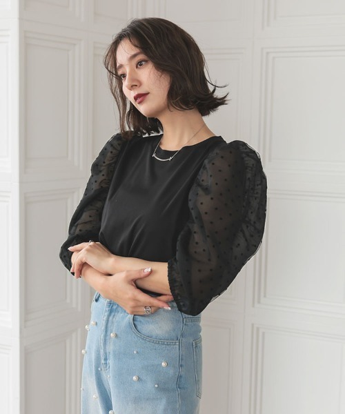DONOBAN(ドノバン)の「シアーオーガンジーTee(Tシャツ/カットソー・レディース・ホワイト/ネイビー/ブラック・F)」の14枚目の写真