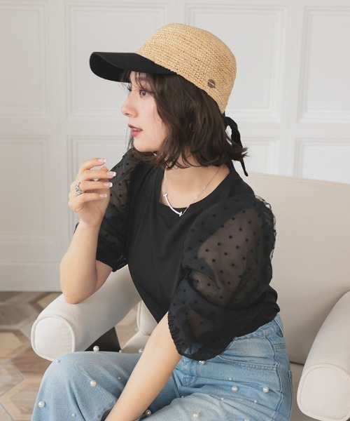 DONOBAN(ドノバン)の「シアーオーガンジーTee(Tシャツ/カットソー・レディース・ホワイト/ネイビー/ブラック・F)」の15枚目の写真