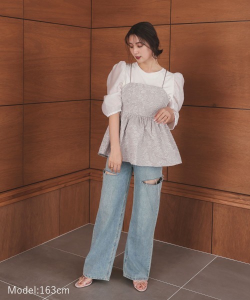 DONOBAN(ドノバン)の「シアーオーガンジーTee(Tシャツ/カットソー・レディース・ホワイト/ネイビー/ブラック・F)」の8枚目の写真