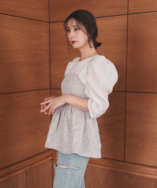 DONOBAN(ドノバン)の「シアーオーガンジーTee(Tシャツ/カットソー・レディース・ホワイト/ネイビー/ブラック・F)」の9枚目の写真