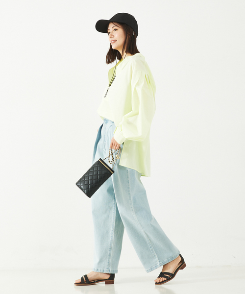 abahouse mavie（アバハウスマヴィ）の「袖タック深Vネックシャツ（シャツ/ブラウス・レディース・ホワイト/ダークネイビー/レモンイエロー・フリー）」の19枚目の写真