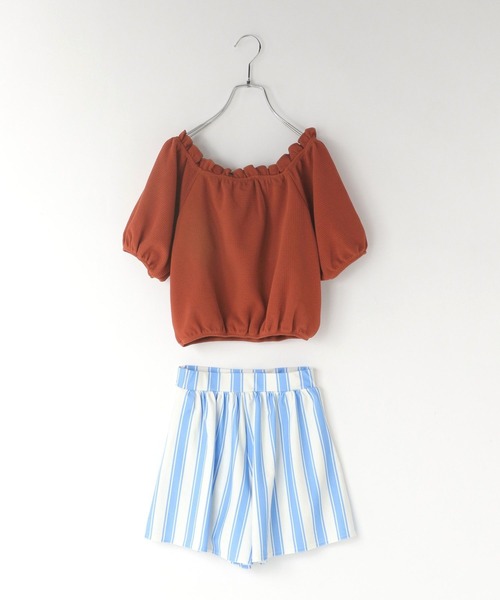 LOWRYS FARM（ローリーズファーム）の「【JUNIOR】SWIM パフセットアップ　 105957（水着・キッズ・ブラウン/グリーン/ブラック/ブルー・140cm/150cm）」の2枚目の写真