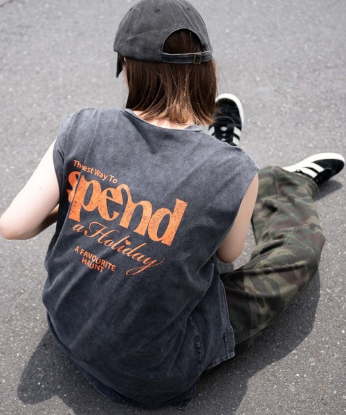 WEGO(ウィゴー)の「WEGO/ヴィンテージウォッシュタックノースリーブT(Tシャツ/カットソー・レディース・スミクロ/グレー系その他/マスタード/その他1・FREE)」の4枚目の写真