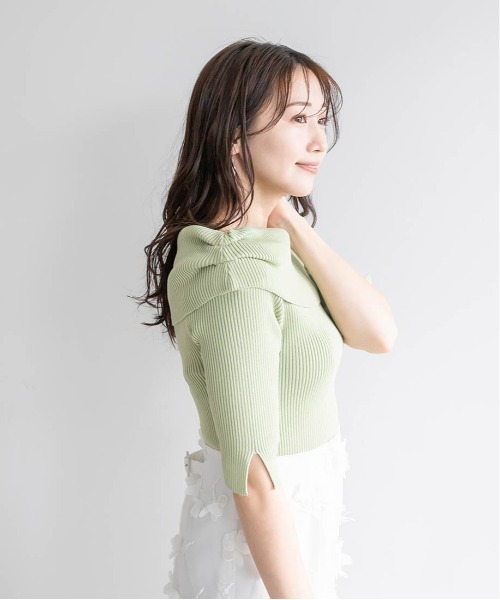 RANDA（ランダ）の「2WAY オフショルリブニット（ニット/セーター・レディース・グリーン/アイボリー/シルバー/ブラック・FREE）」の22枚目の写真
