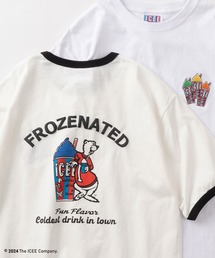 【ICEE/アイシー】ワンポイントロゴ&アイシーベアBIGイラスト 2Typeデザイン ヴィンテージライクTシャツ/半袖Tシャツ/リンガーT/発泡プリント