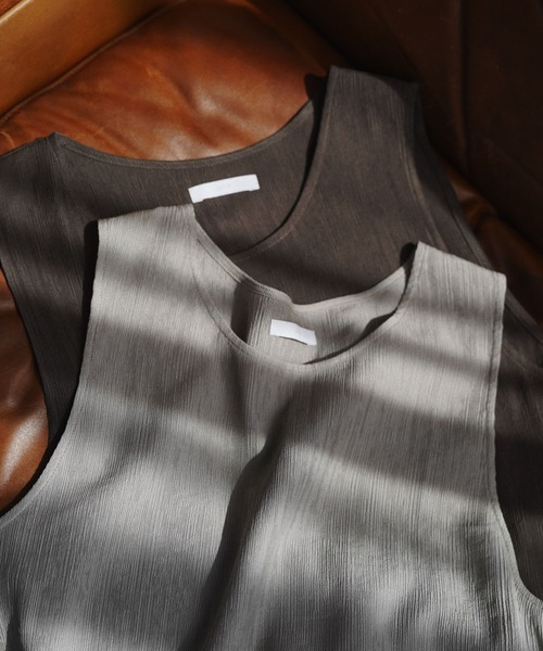 WYM LIDNM(ウィム バイ リドム)の「【WYM】Ruffle Rayon Tank(タンクトップ・メンズ・ライトグレー/アッシュブラウン・S/M/L)」の10枚目の写真