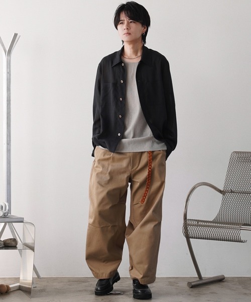 WYM LIDNM(ウィム バイ リドム)の「【WYM】Ruffle Rayon Tank(タンクトップ・メンズ・ライトグレー/アッシュブラウン・S/M/L)」の11枚目の写真