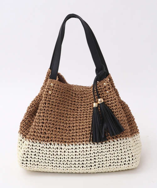 SOFFITTO（ソフィット）の「メッシュ編みペーパートートバッグ(取り扱い店舗限定)（トートバッグ・レディース・ピンク/ターコイズブルー/ブラウン/ホワイト/ブラック/キナリ・FREE）」の2枚目の写真