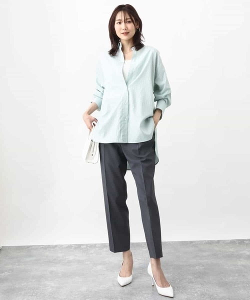 MK MICHEL KLEIN(エムケーミッシェルクラン)の「ストライプ柄オーバーシャツブラウス/洗える(シャツ/ブラウス・レディース・ミント/ホワイト・38)」の20枚目の写真