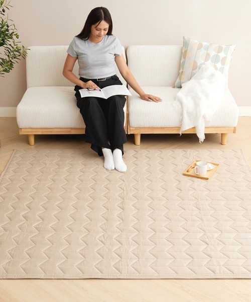 はっ水麻風キルトラグ / L 200×240（ラグ/マット）｜iellio（イエリオ