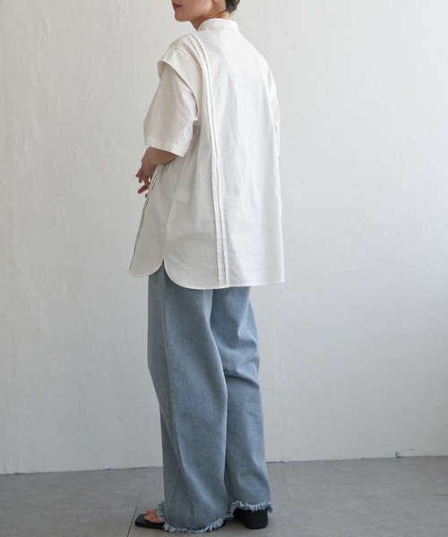 notch.(ノッチ)の「ショルダータックブラウス(シャツ/ブラウス・レディース・ブラック/ホワイト・M)」の8枚目の写真