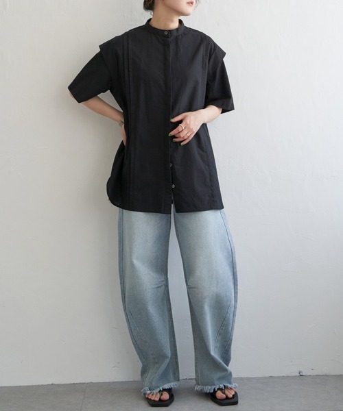 notch.(ノッチ)の「ショルダータックブラウス(シャツ/ブラウス・レディース・ブラック/ホワイト・M)」の12枚目の写真