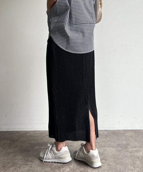Chez toi（シェトワ）の「【マイナス３キロ見え】プリーツナロースカート（スカート・レディース・イエロー/ベージュ/カーキ/ブラック/グレー・FREE）」の11枚目の写真