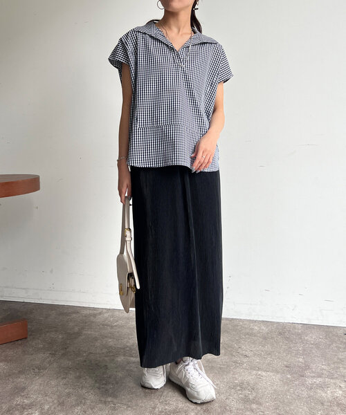 Chez toi（シェトワ）の「【マイナス３キロ見え】プリーツナロースカート（スカート・レディース・イエロー/ベージュ/カーキ/ブラック/グレー・FREE）」の15枚目の写真