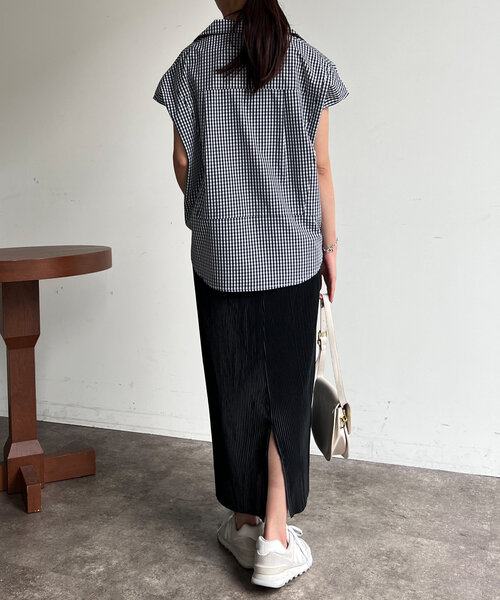 Chez toi（シェトワ）の「【マイナス３キロ見え】プリーツナロースカート（スカート・レディース・イエロー/ベージュ/カーキ/ブラック/グレー・FREE）」の16枚目の写真