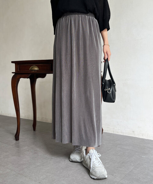 Chez toi（シェトワ）の「【マイナス３キロ見え】プリーツナロースカート（スカート・レディース・イエロー/ベージュ/カーキ/ブラック/グレー・FREE）」の19枚目の写真