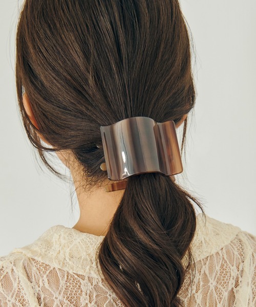 ワイド ウェーブ アセチ ヘアー クリップ（バレッタ/ヘア