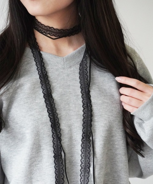 セール】【 Port / ポート 】 シフォンリボン レース チョーカー