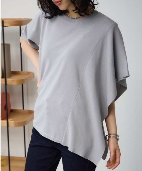 AZUL by moussy（アズールバイマウジー）の「サイドラッフルニットトップス（シャツワンピース・レディース・ブラック/グレー/ミント・FREE）」の3枚目の写真