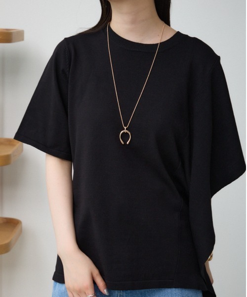 AZUL by moussy（アズールバイマウジー）の「サイドラッフルニットトップス（シャツワンピース・レディース・ブラック/グレー/ミント・FREE）」の2枚目の写真