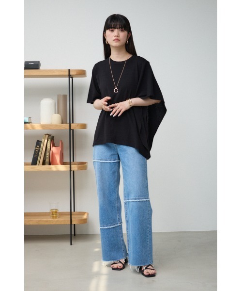 AZUL by moussy（アズールバイマウジー）の「サイドラッフルニットトップス（シャツワンピース・レディース・ブラック/グレー/ミント・FREE）」の6枚目の写真
