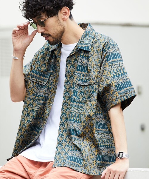 FREAK'S STORE（フリークスストア）の「FREAK’S STORE/フリークスストア インド製 リラックスフィット バティック柄プリント ショートスリーブ オープンカラーシャツ（シャツ/ブラウス・メンズ・ブラック/オフホワイト/グリーン/ネイビー・MEDIUM/LARGE）」の21枚目の写真