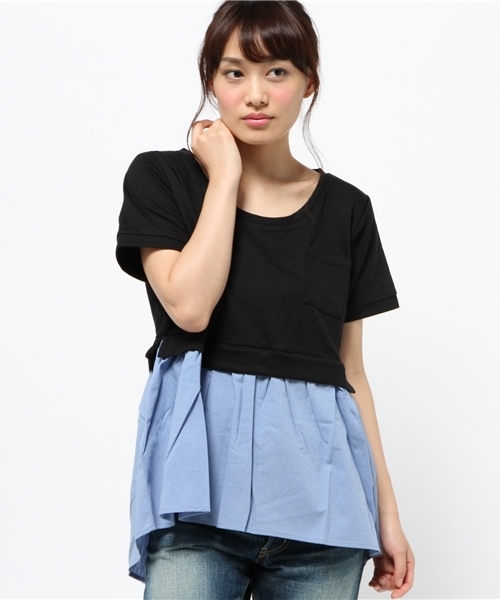 OUTLET（アウトレット）の「【Discoat】布帛ペプラムチュニック（チュニック・レディース・ブラック/ダークブルー/杢グレー・MEDIUM/LARGE）」の2枚目の写真
