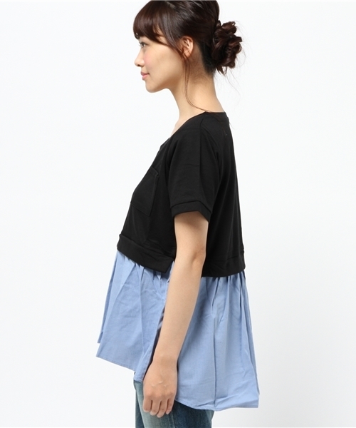 OUTLET（アウトレット）の「【Discoat】布帛ペプラムチュニック（チュニック・レディース・ブラック/ダークブルー/杢グレー・MEDIUM/LARGE）」の5枚目の写真