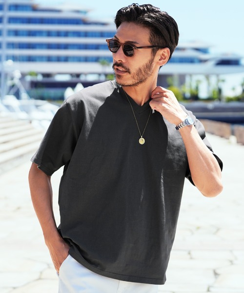 jiggys shop(ジギーズショップ)の「Vネック汗じみ防止 汗プルーフ半袖Tシャツ(Tシャツ/カットソー・メンズ・ホワイト/チャコールグレー/ブラック/グレー系その他・MEDIUM/LARGE/X-LARGE)」の3枚目の写真