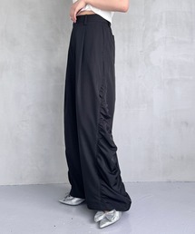 サイドギャザーワイドパンツ　129362