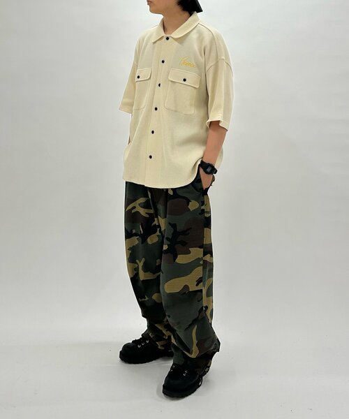 WHO'S WHO gallery（フーズフーギャラリー）の「【KOOKY'N/クーキー】BRONXワッフルシャツ（シャツ/ブラウス・メンズ・アイボリー/ブラック/ネイビー/オレンジ・FREE）」の5枚目の写真