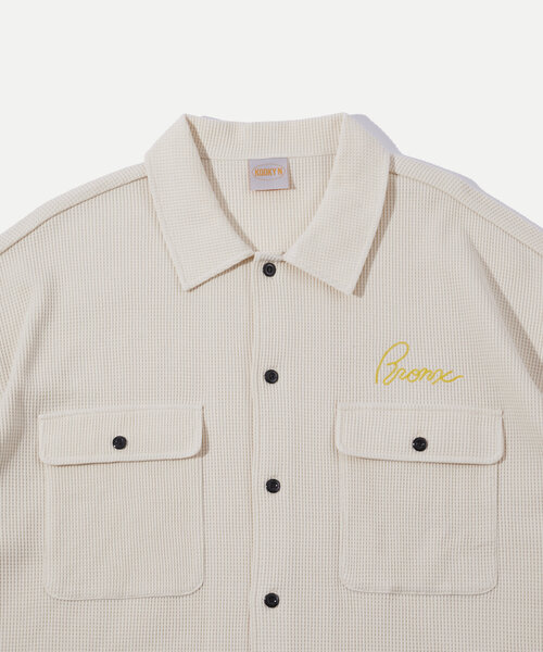 WHO'S WHO gallery（フーズフーギャラリー）の「【KOOKY'N/クーキー】BRONXワッフルシャツ（シャツ/ブラウス・メンズ・アイボリー/ブラック/ネイビー/オレンジ・FREE）」の7枚目の写真