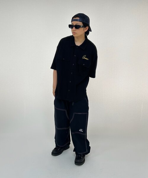 WHO'S WHO gallery（フーズフーギャラリー）の「【KOOKY'N/クーキー】BRONXワッフルシャツ（シャツ/ブラウス・メンズ・アイボリー/ブラック/ネイビー/オレンジ・FREE）」の9枚目の写真