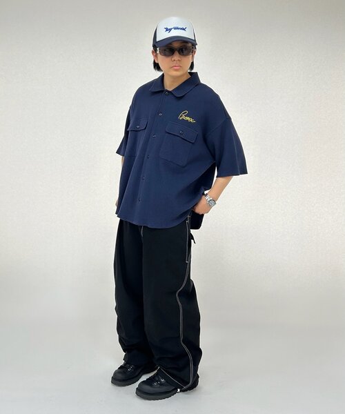 WHO'S WHO gallery（フーズフーギャラリー）の「【KOOKY'N/クーキー】BRONXワッフルシャツ（シャツ/ブラウス・メンズ・アイボリー/ブラック/ネイビー/オレンジ・FREE）」の12枚目の写真