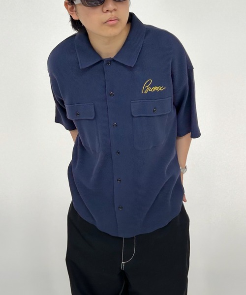 WHO'S WHO gallery（フーズフーギャラリー）の「【KOOKY'N/クーキー】BRONXワッフルシャツ（シャツ/ブラウス・メンズ・アイボリー/ブラック/ネイビー/オレンジ・FREE）」の4枚目の写真