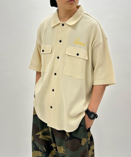 WHO'S WHO gallery（フーズフーギャラリー）の「【KOOKY'N/クーキー】BRONXワッフルシャツ（シャツ/ブラウス・メンズ・アイボリー/ブラック/ネイビー/オレンジ・FREE）」の2枚目の写真