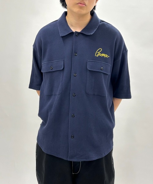 WHO'S WHO gallery（フーズフーギャラリー）の「【KOOKY'N/クーキー】BRONXワッフルシャツ（シャツ/ブラウス・メンズ・アイボリー/ブラック/ネイビー/オレンジ・FREE）」の19枚目の写真