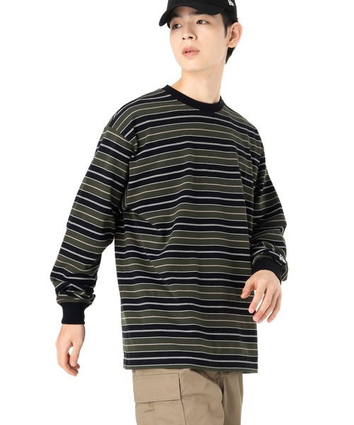 NEW ERA(ニューエラ)の「ニューエラ 長袖Tシャツ オーバーサイズ マルチボーダー(Tシャツ/カットソー・メンズ・ストーン/ブラック・S/M/L/XL/XXL)」の14枚目の写真