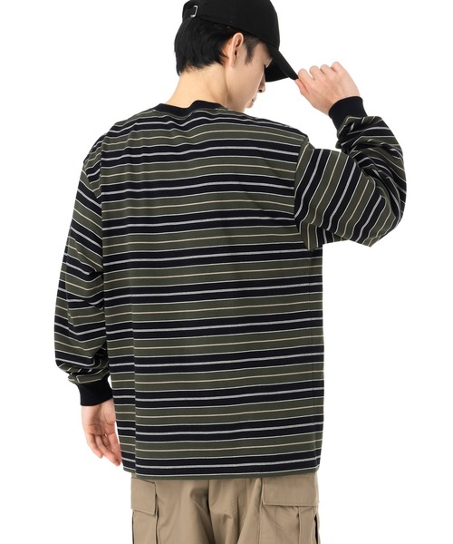 NEW ERA(ニューエラ)の「ニューエラ 長袖Tシャツ オーバーサイズ マルチボーダー(Tシャツ/カットソー・メンズ・ストーン/ブラック・S/M/L/XL/XXL)」の15枚目の写真