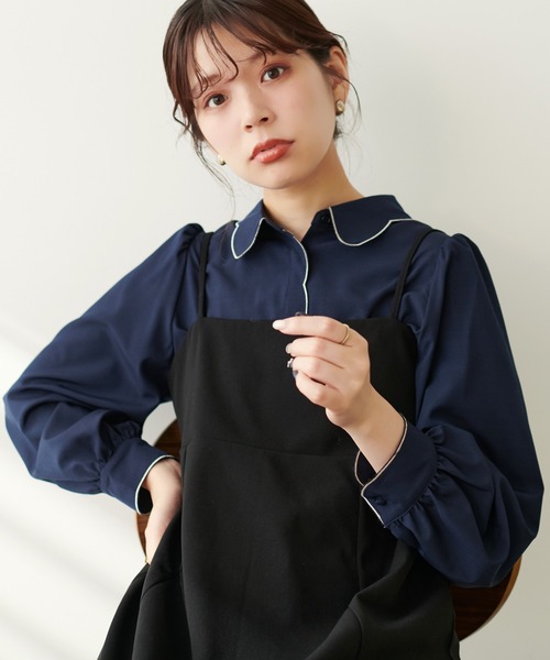 natural couture（ナチュラルクチュール）の「【WEB限定】スカラップ刺繍衿付ブラウス（シャツ/ブラウス・レディース・オフホワイト/ピンクベージュ/ダークブラウン/ネイビー/ミント/ピンク系その他・FREE）」の4枚目の写真