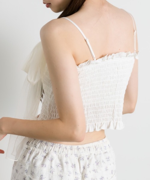 OLIVE des OLIVE（オリーブデオリーブ）の「チュールリボン付きシャーリングキャミソール（キャミソール・レディース・オフホワイト/ピンク/ブルー系その他/ブラック・FREE）」の7枚目の写真