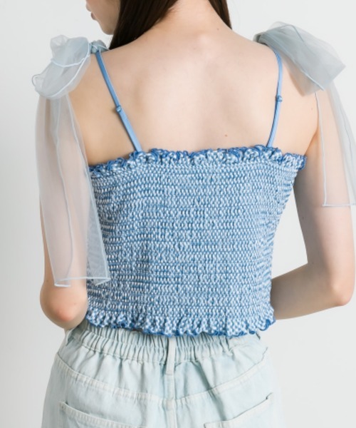 OLIVE des OLIVE（オリーブデオリーブ）の「チュールリボン付きシャーリングキャミソール（キャミソール・レディース・オフホワイト/ピンク/ブルー系その他/ブラック・FREE）」の13枚目の写真